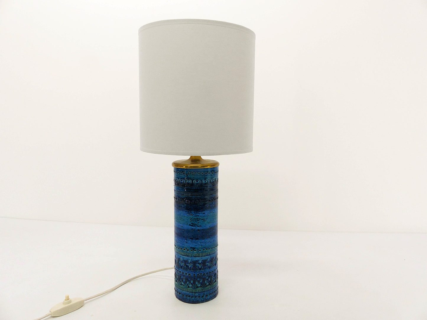 Lampe rouleau bleue Aldo Londi pour Bitossi 1960