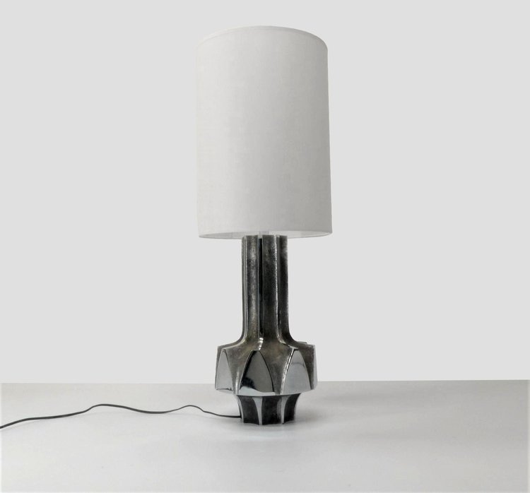 PIED DE LAMPE VINTAGE BRUTALISTE CHROMÉE 1970