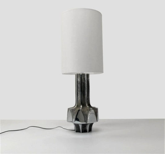 Vintage Brutalist chrome lamp base, 1970