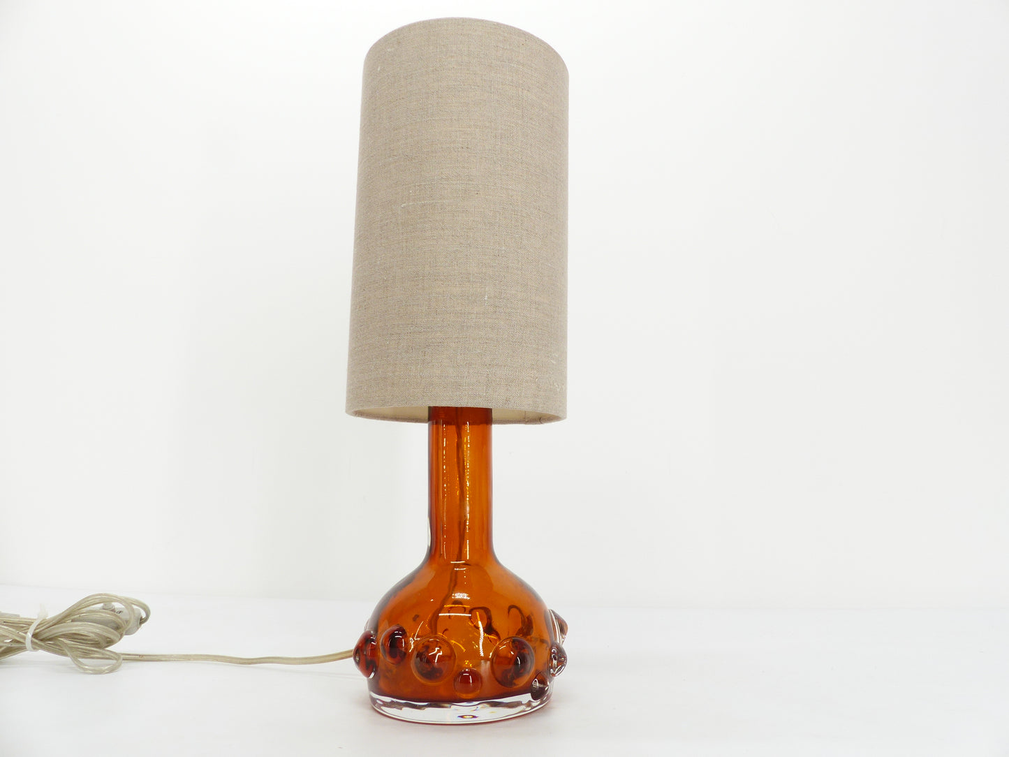 LAMPE DE TABLE EN VERRE SCANDINAVE BRUTALISTE KOSTA BODA ORANGE 1960