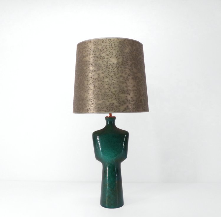 Emerald green glazed ceramic lamp by Jozef Franko, 1960