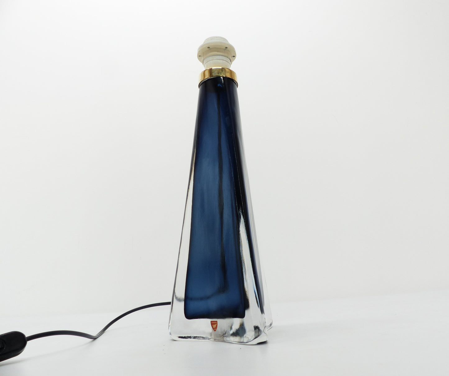 Lampe scandinave en verre bleu Carl Fagerlund pour Orrefors 1960