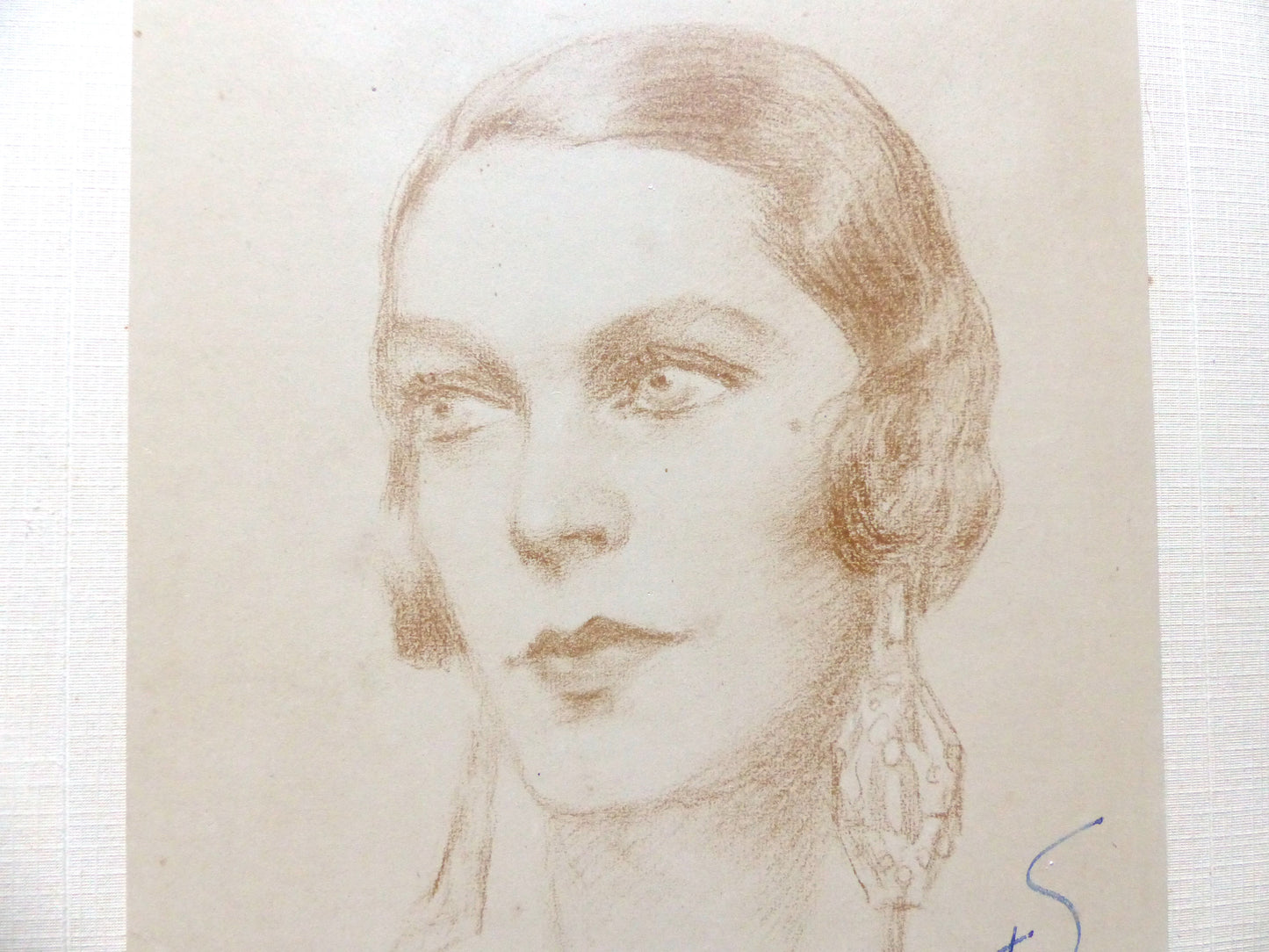 Portrait de femme Art Deco par Federico Beltrán Masses signé et dédicacé