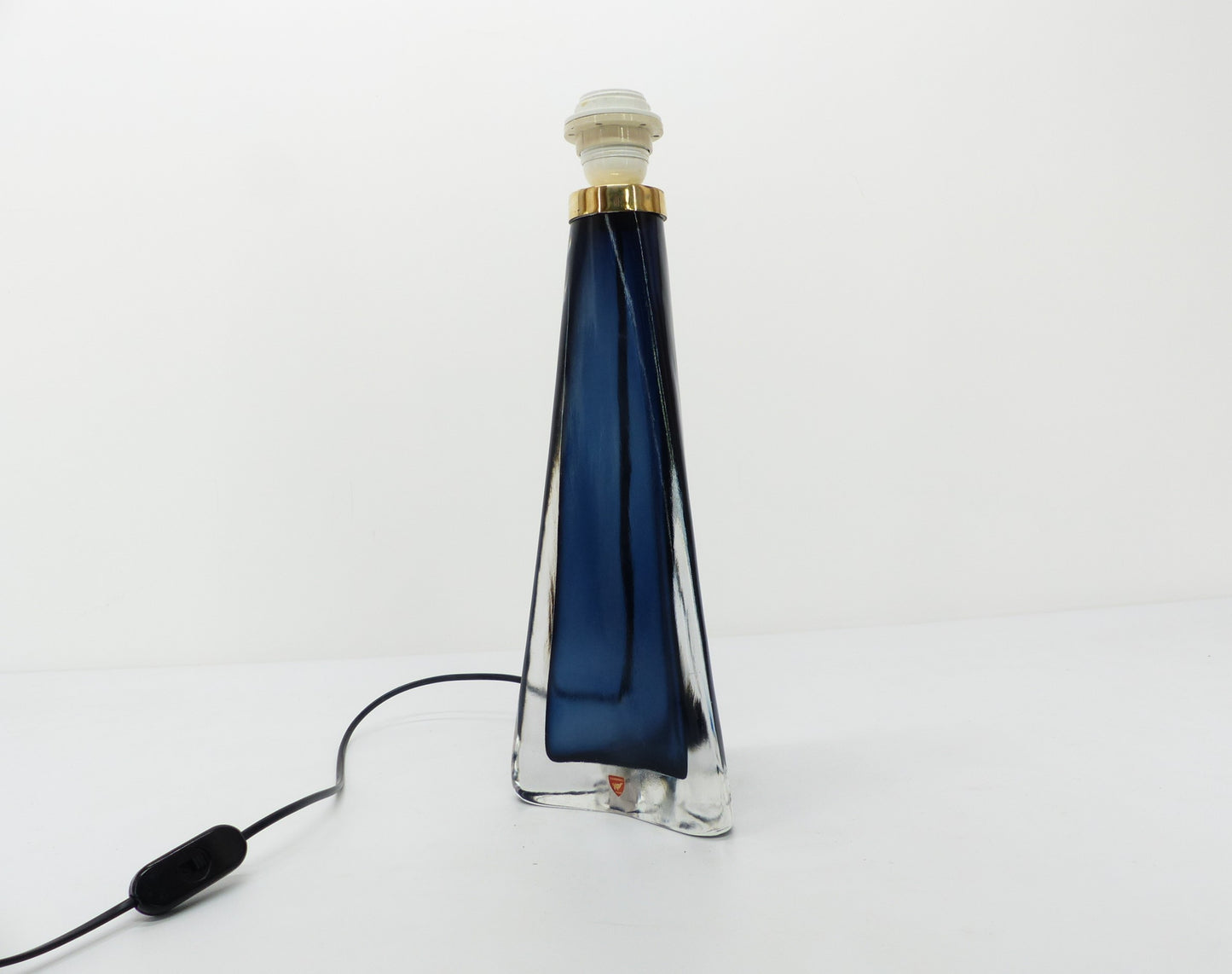 Lampe scandinave en verre bleu Carl Fagerlund pour Orrefors 1960