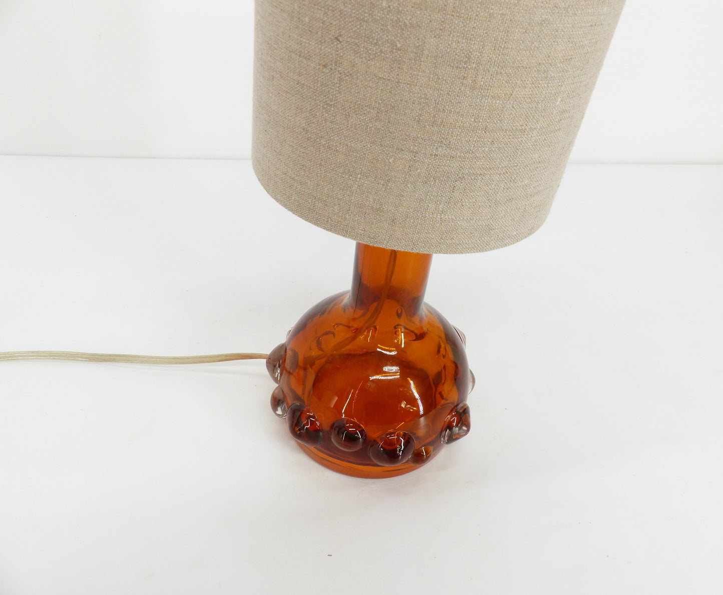 LAMPE DE TABLE EN VERRE SCANDINAVE BRUTALISTE KOSTA BODA ORANGE 1960