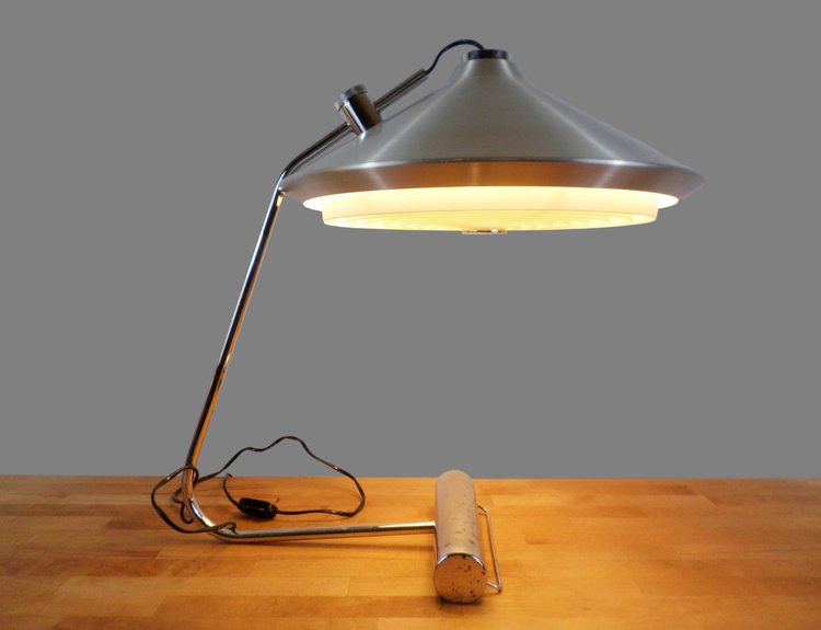 GRANDE LAMPE CHROMÉ 1970 AVEC CONTREPOIDS