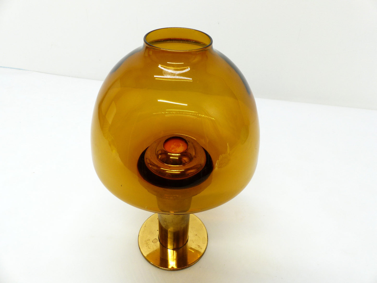 Scandinavian candle holder Hans-Agne Jakobsson Claudia translucent honey L102/27 1960