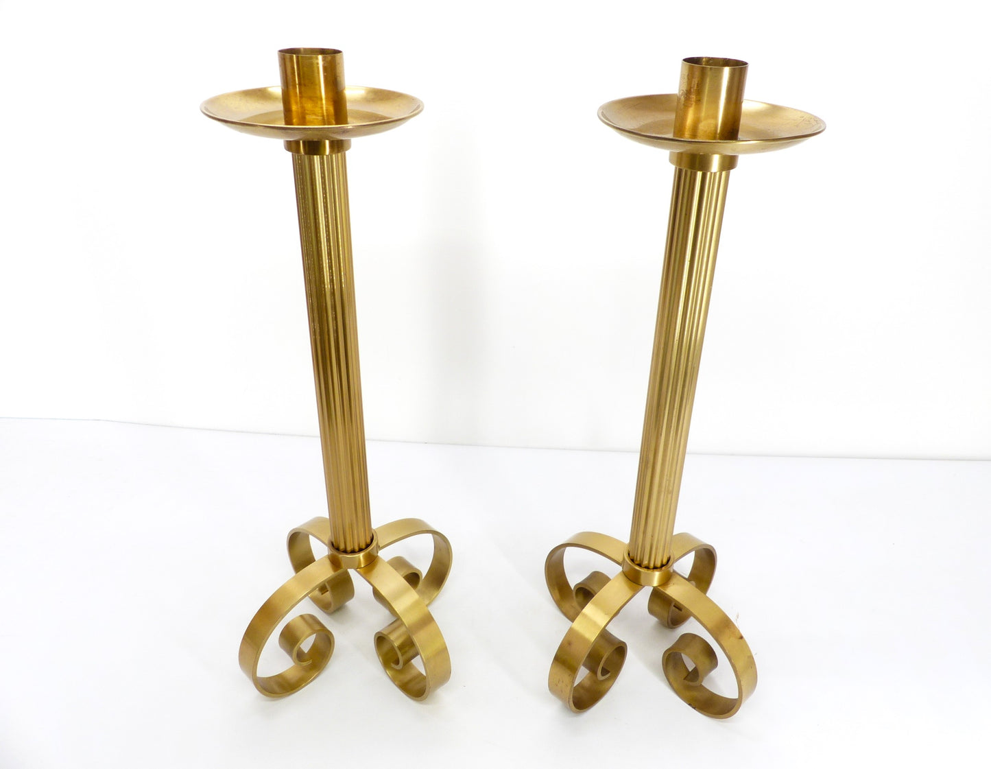 Pair of XXL Scandinavian brass candlesticks Ivar Ålenius Björk for Ystad Metall 1960