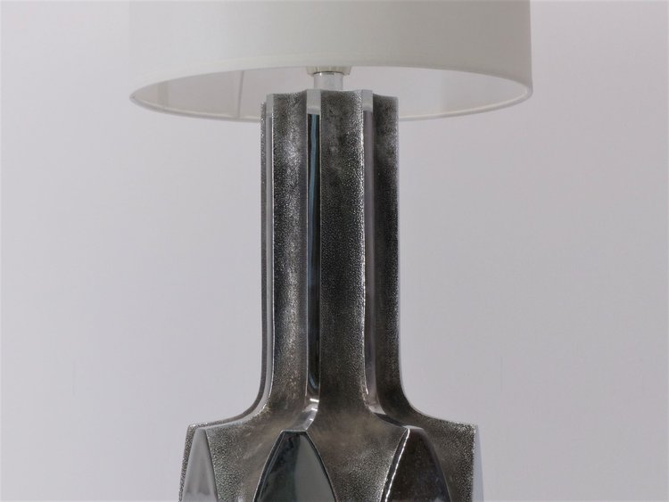 Vintage Brutalist chrome lamp base, 1970