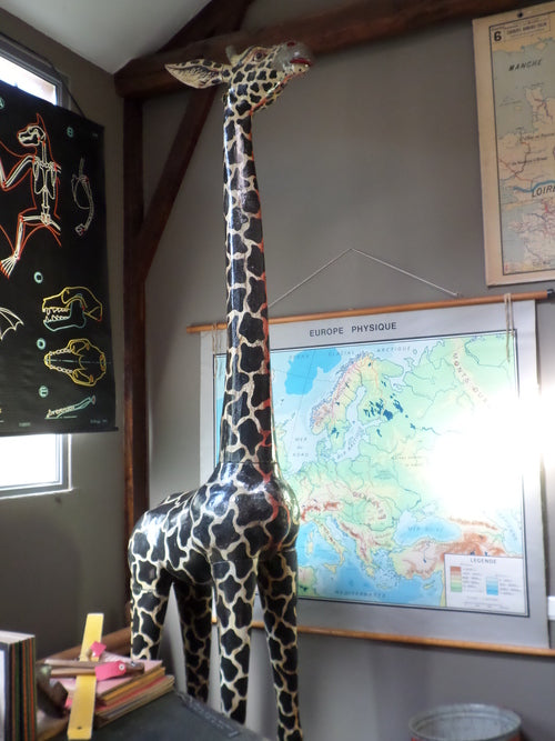 GRANDE GIRAFE EN BOIS DÉBUT XXE