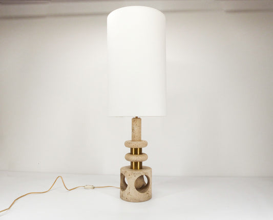 KINETIC SCULPTURE LAMP BASE IN TRAVERTINE 1970