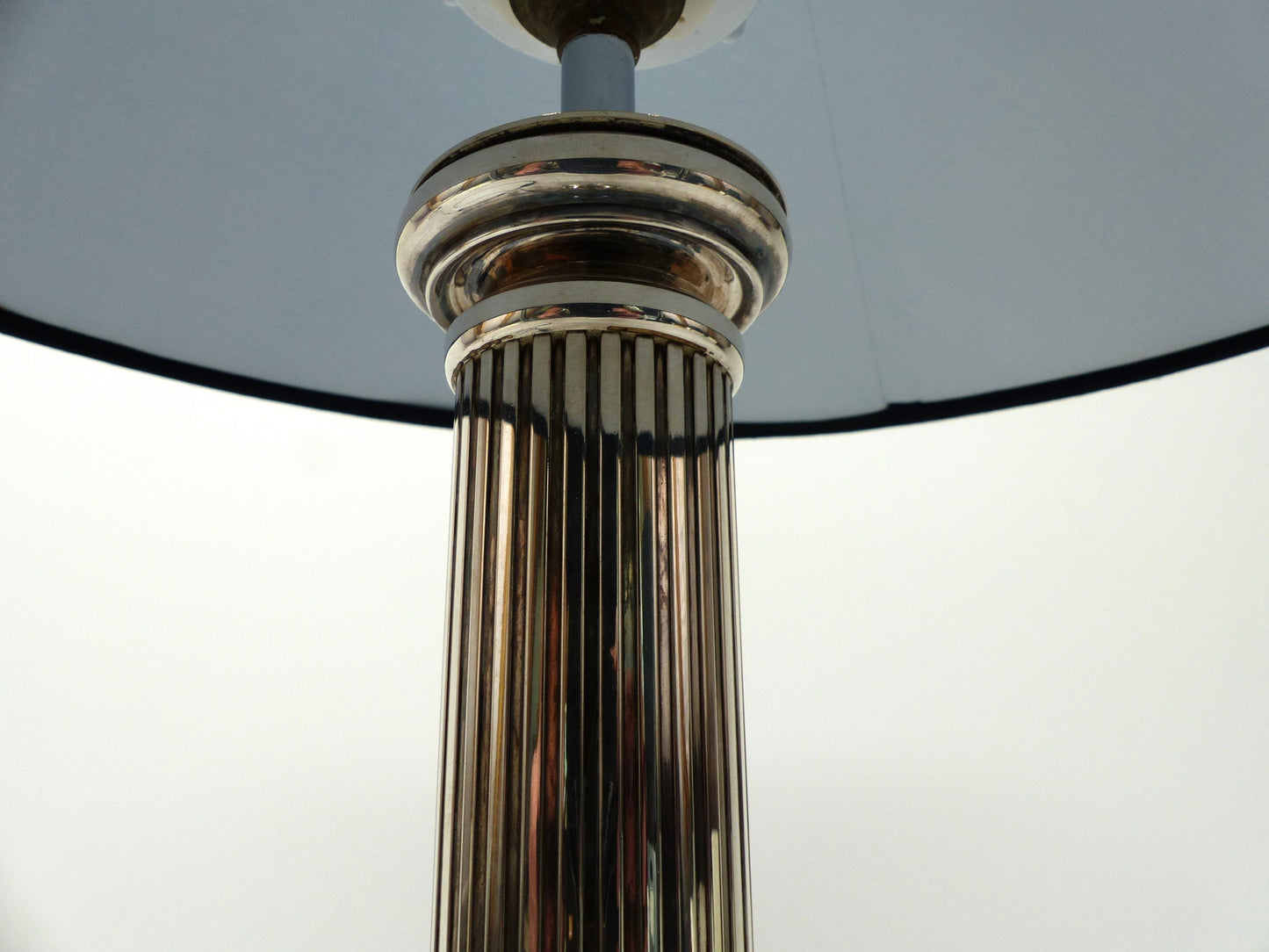 Neoclassical column lamp in silver metal 1960