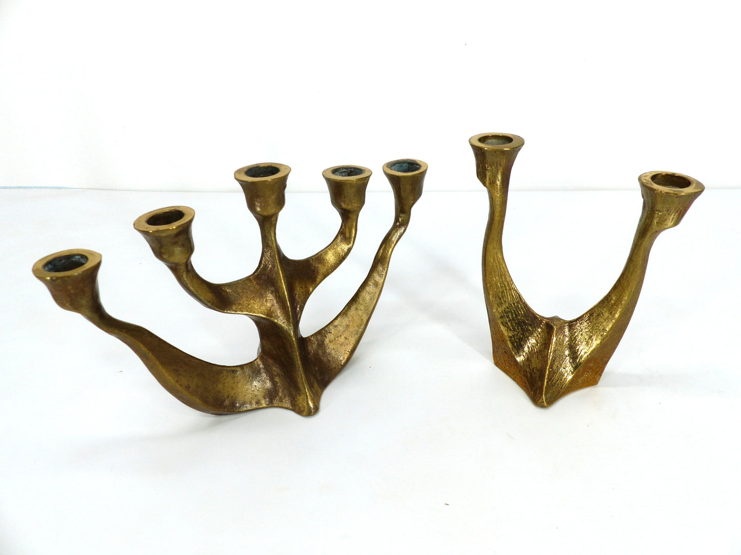 Set of brutalist bronze candlesticks Horst Dalbeck 1960