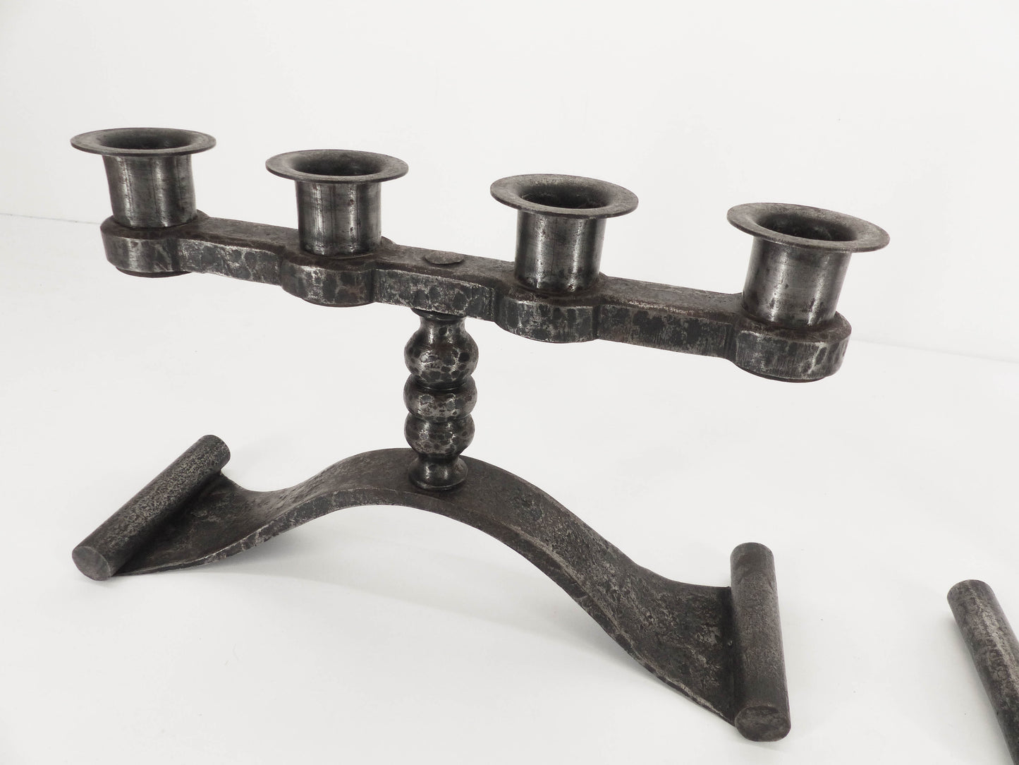 Pair of Charles Piguet brutalist wrought iron candlesticks