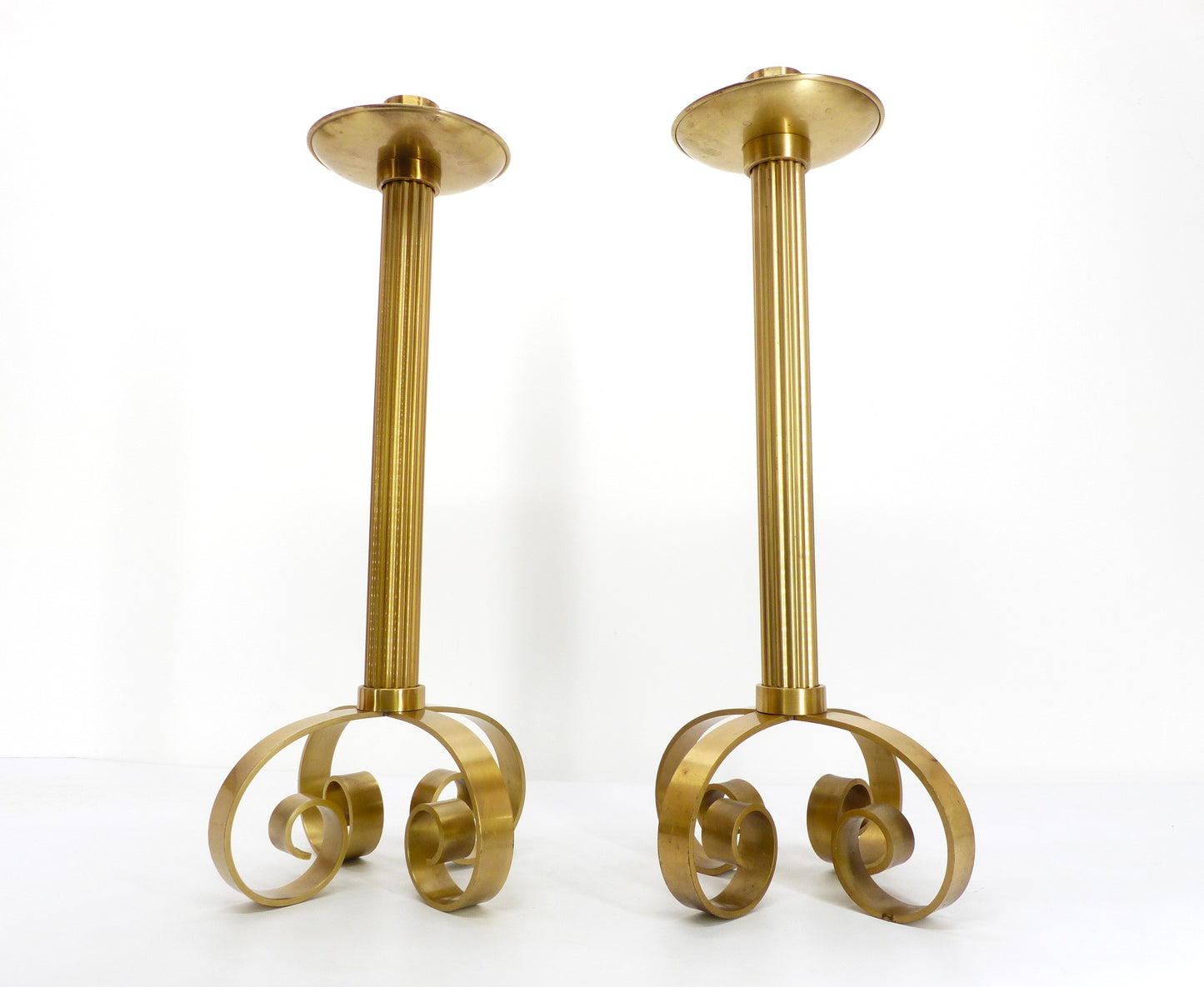 Pair of XXL Scandinavian brass candlesticks Ivar Ålenius Björk for Ystad Metall 1960