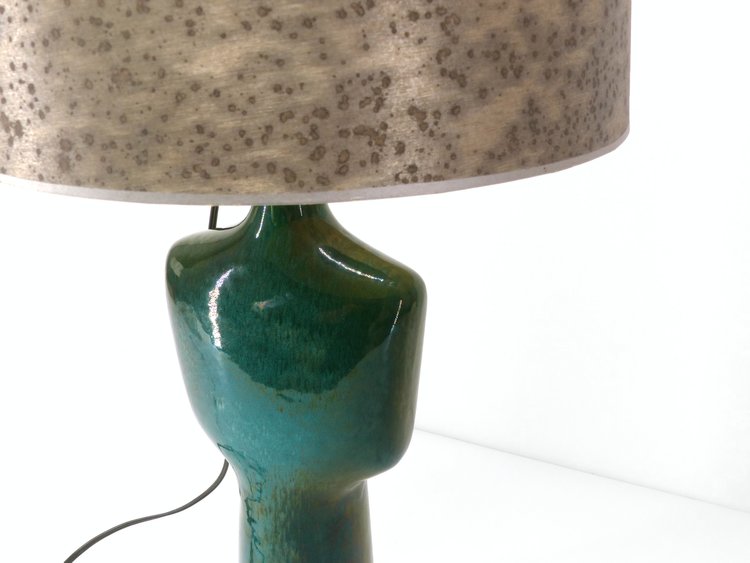 Emerald green glazed ceramic lamp by Jozef Franko, 1960