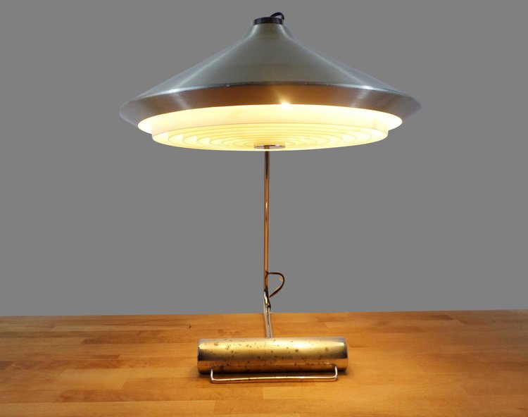 GRANDE LAMPE CHROMÉ 1970 AVEC CONTREPOIDS