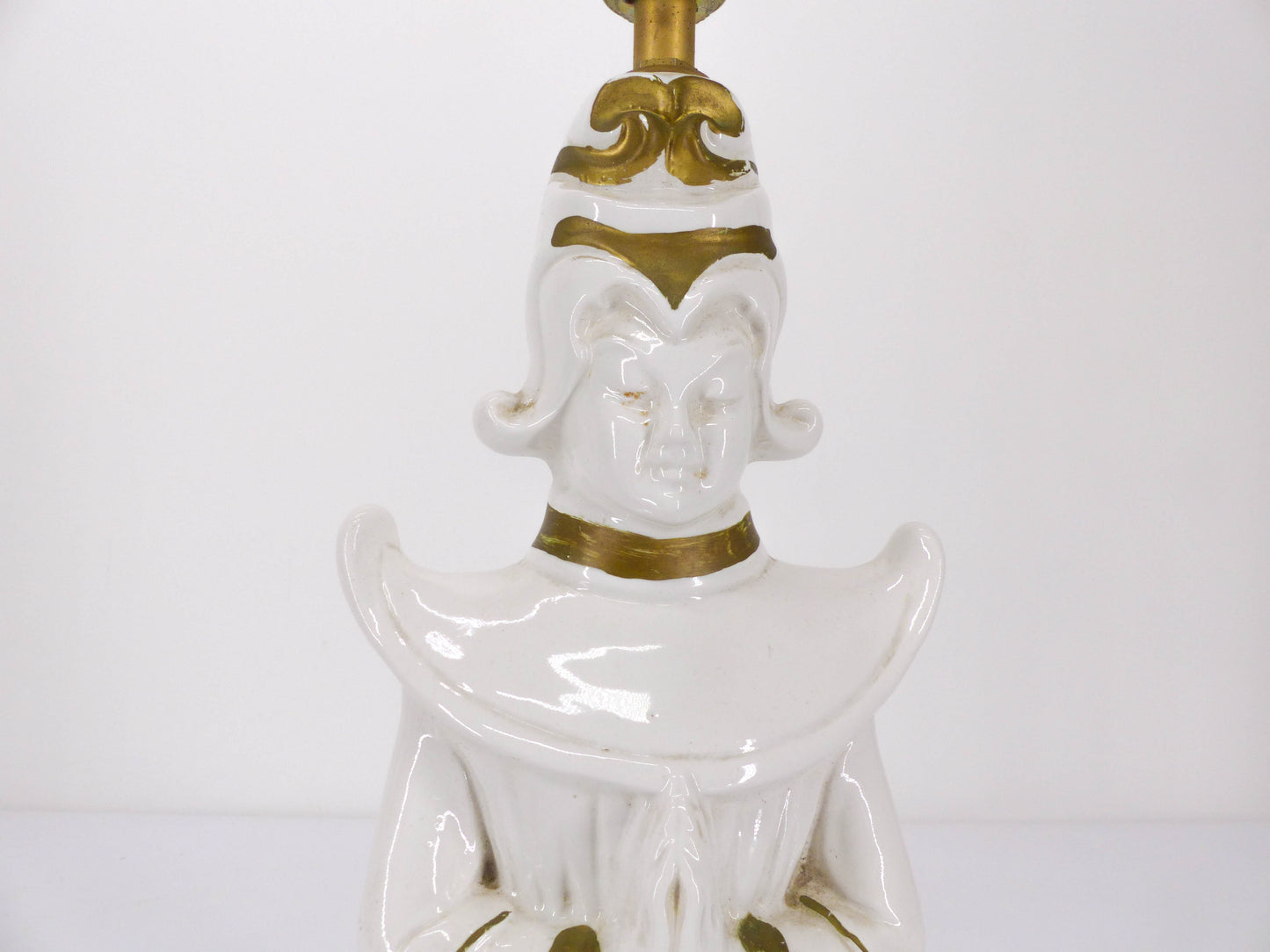 Grand pied de lampe d'un bouddha porcelaine 1950