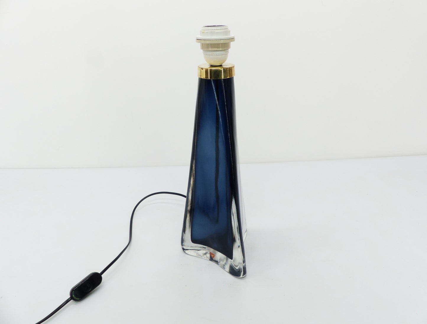 Lampe scandinave en verre bleu Carl Fagerlund pour Orrefors 1960