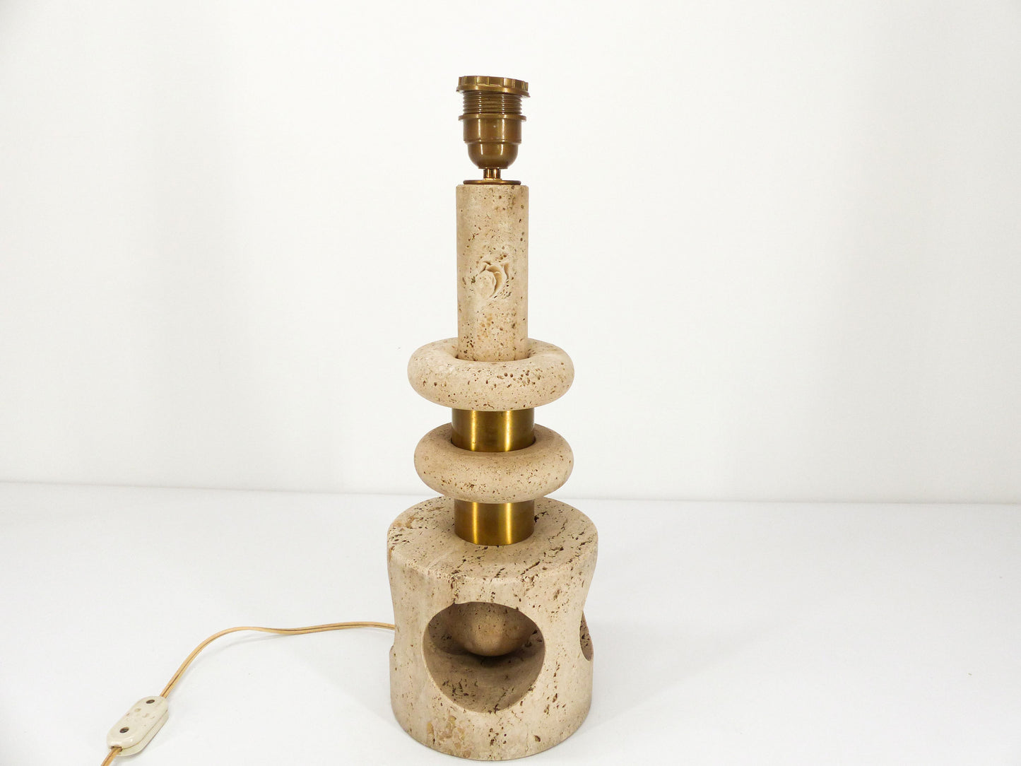 KINETIC SCULPTURE LAMP BASE IN TRAVERTINE 1970