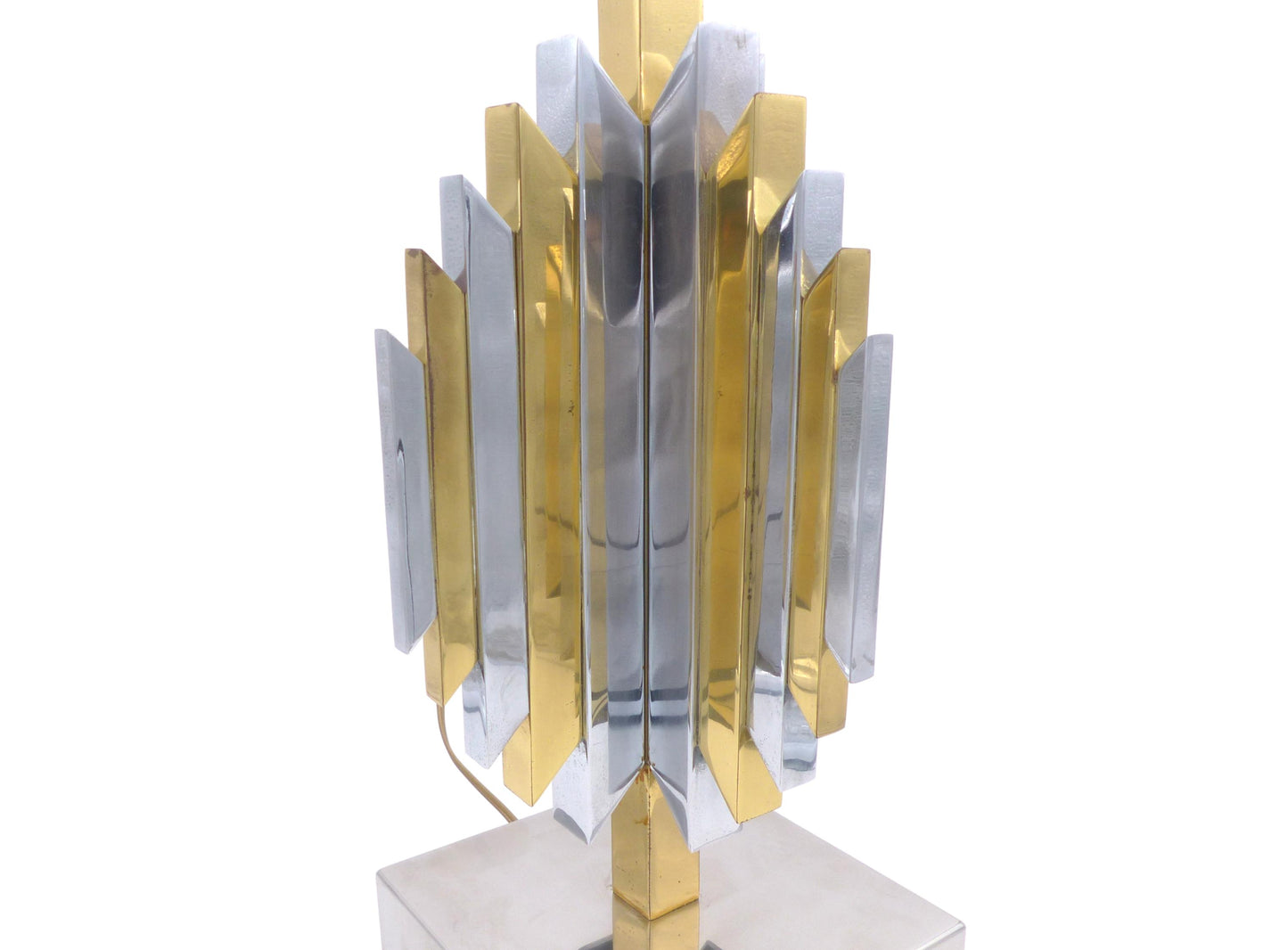 BRASS AND CHROME CACTUS SCULPTURE LAMP BASE BY LEM 1974