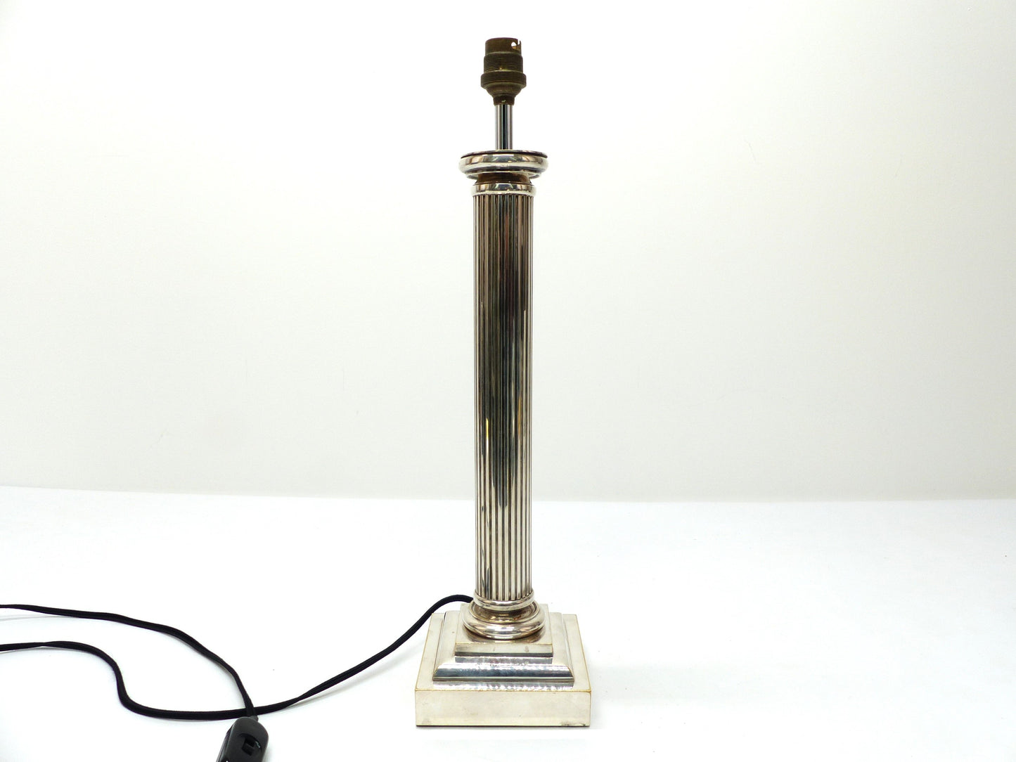 Neoclassical column lamp in silver metal 1960