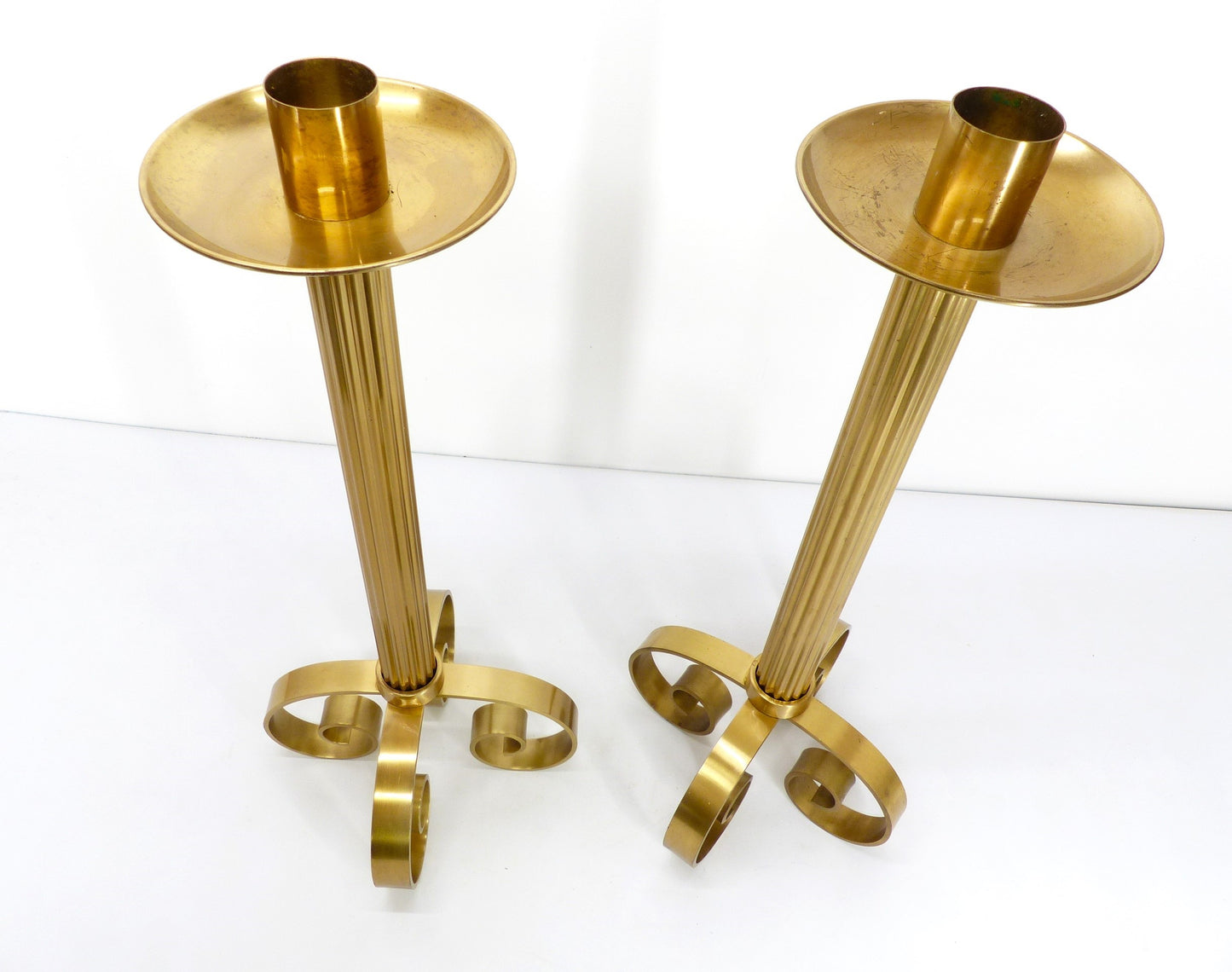 Pair of XXL Scandinavian brass candlesticks Ivar Ålenius Björk for Ystad Metall 1960