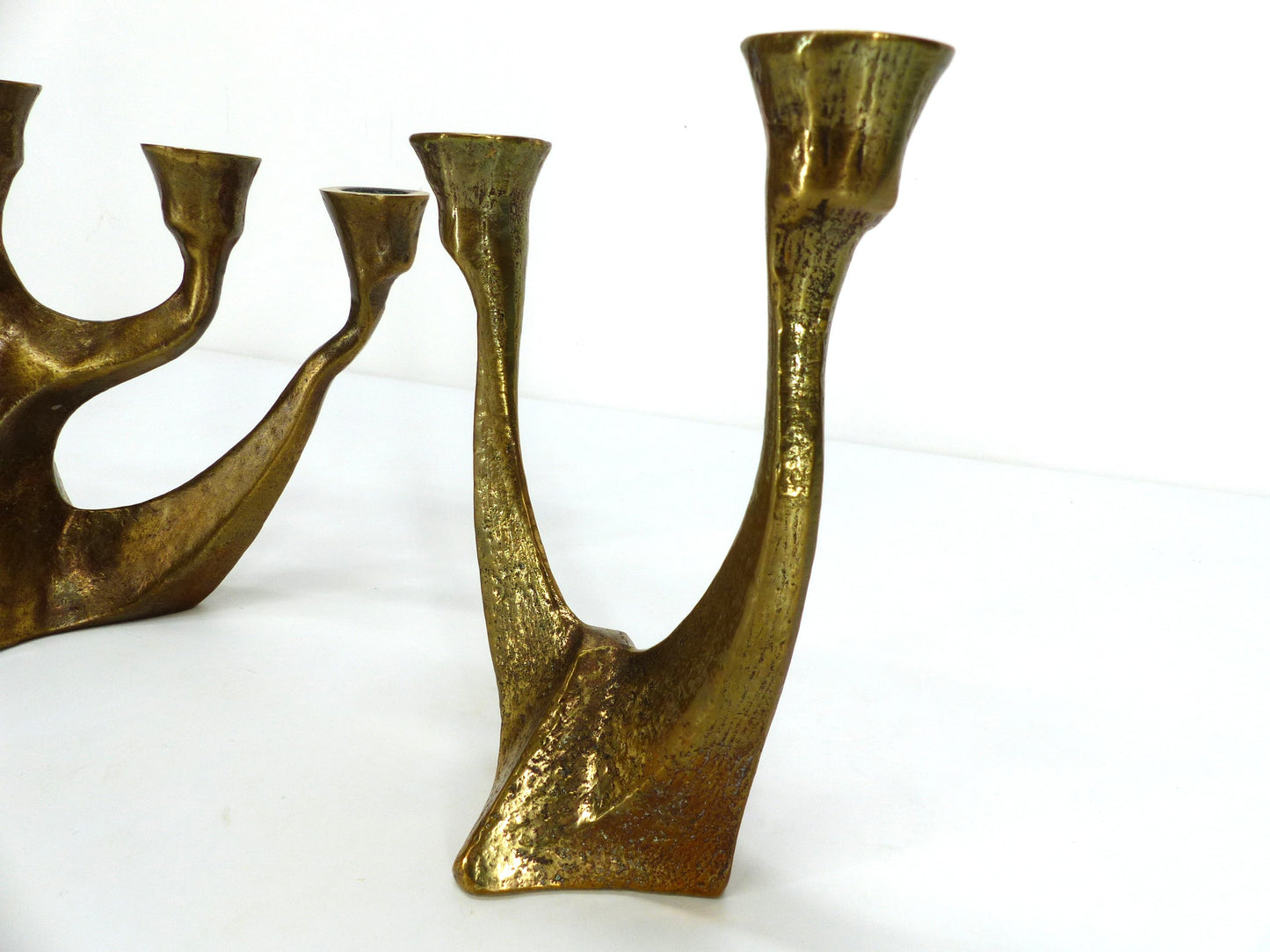 Set of brutalist bronze candlesticks Horst Dalbeck 1960