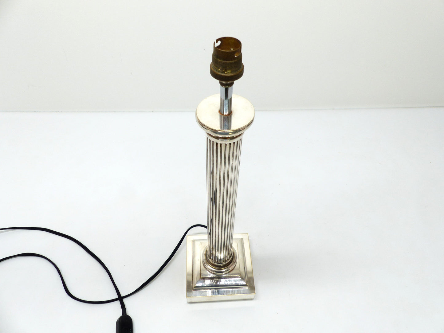 Neoclassical column lamp in silver metal 1960