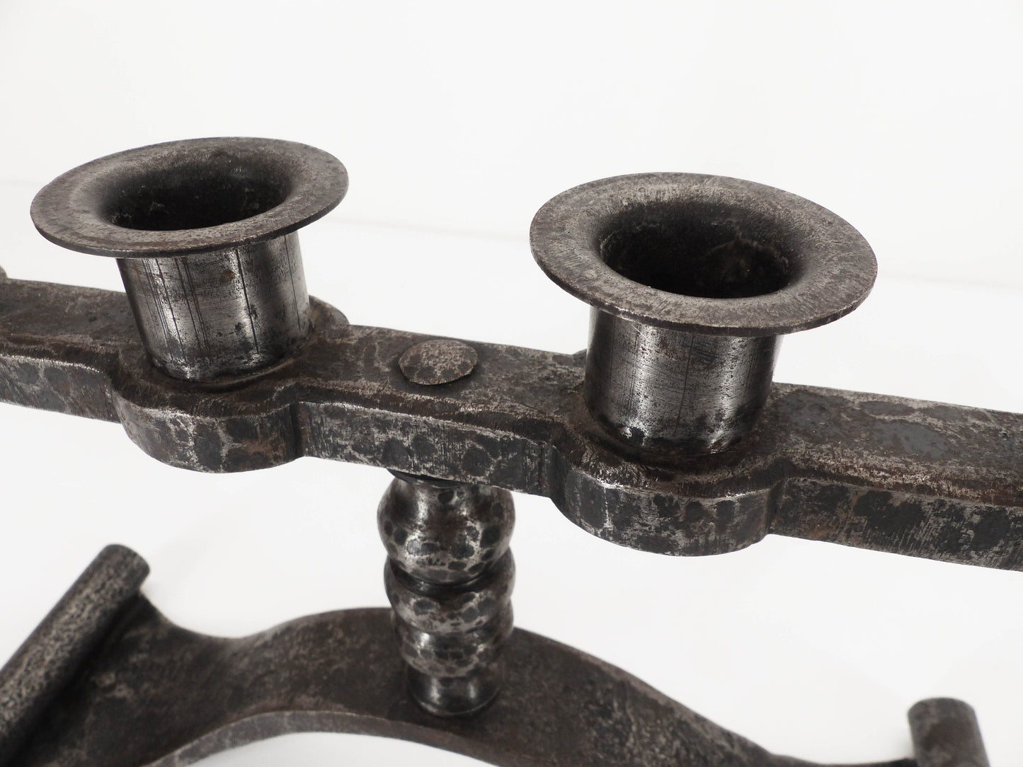 Pair of Charles Piguet brutalist wrought iron candlesticks