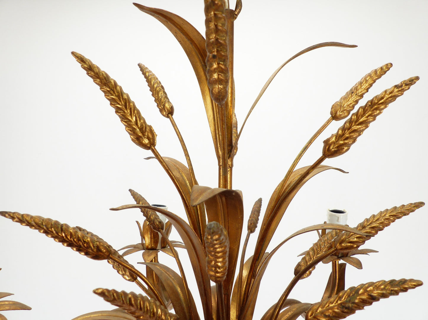 Five-light gilded metal chandelier with wheat ears decoration, 1970