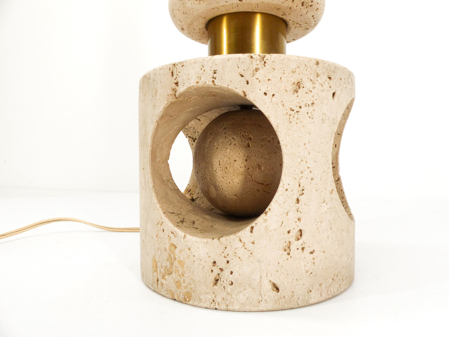 KINETIC SCULPTURE LAMP BASE IN TRAVERTINE 1970