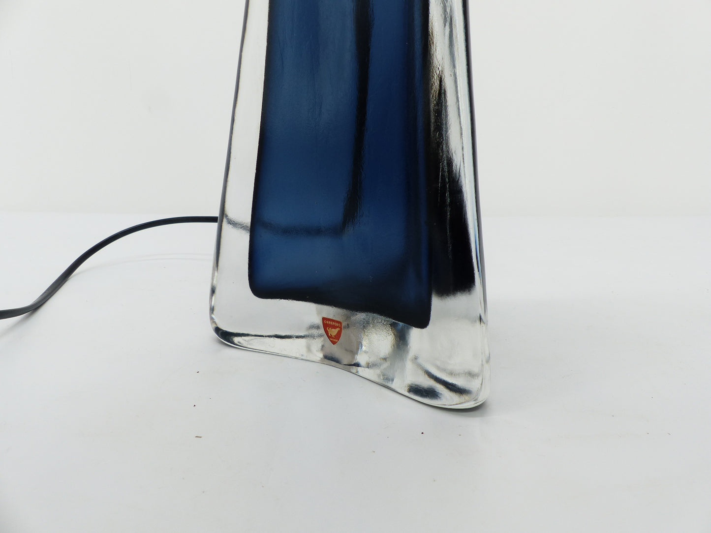 Lampe scandinave en verre bleu Carl Fagerlund pour Orrefors 1960