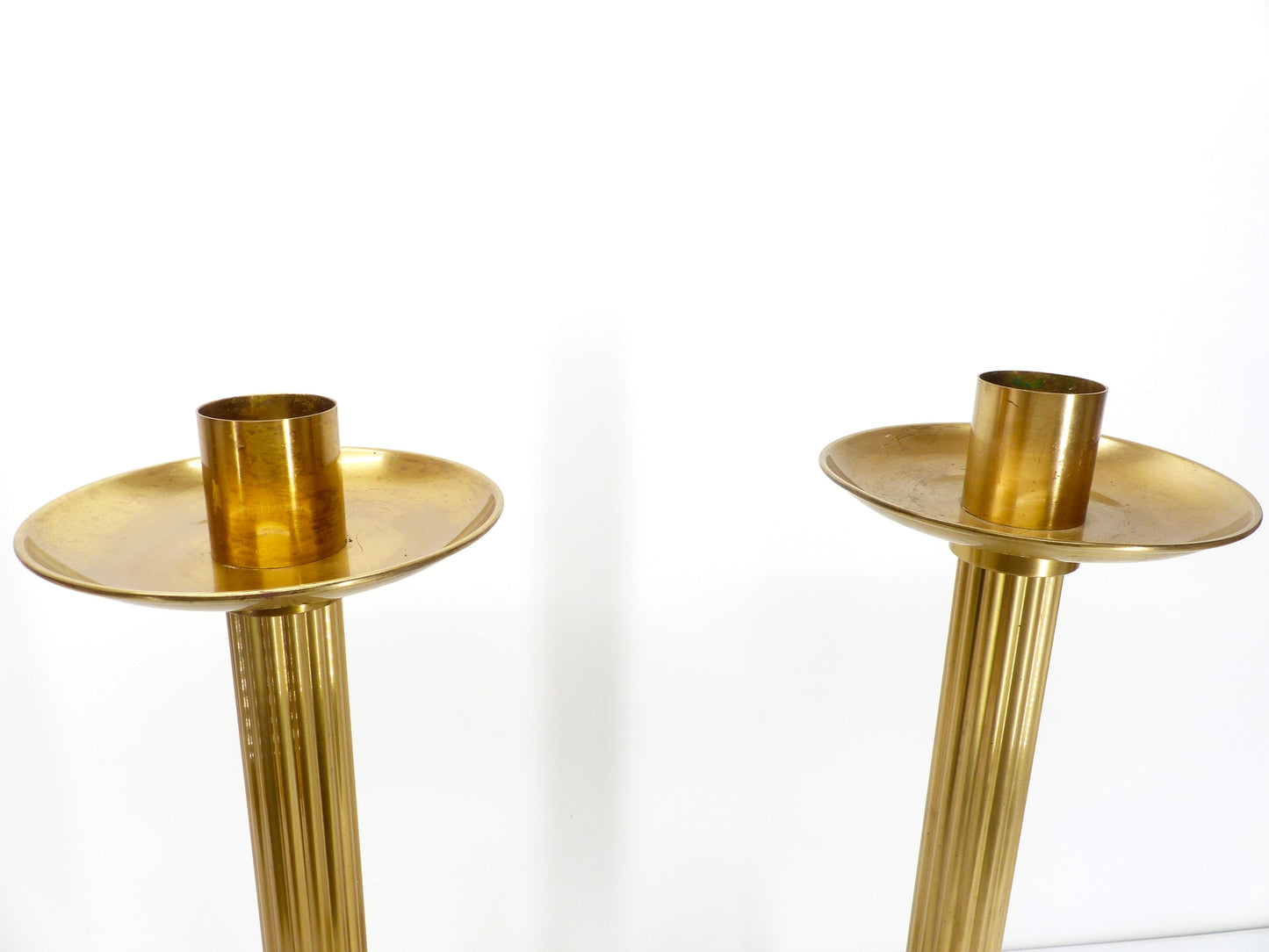 Pair of XXL Scandinavian brass candlesticks Ivar Ålenius Björk for Ystad Metall 1960