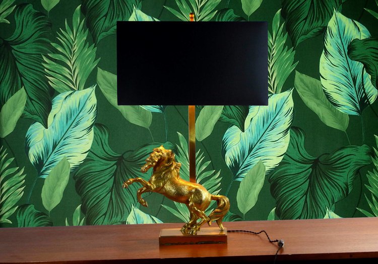 HORSE TABLE LAMP IN GOLDEN STEEL 1970