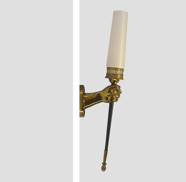  Neo-Classical Hand Torch Wall Sconce