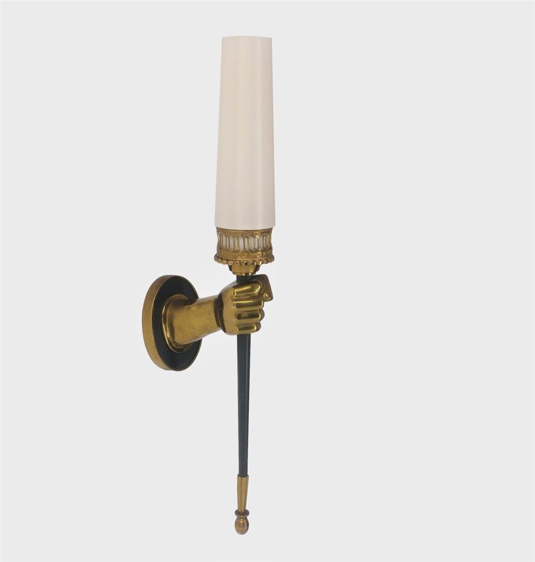  Neo-Classical Hand Torch Wall Sconce