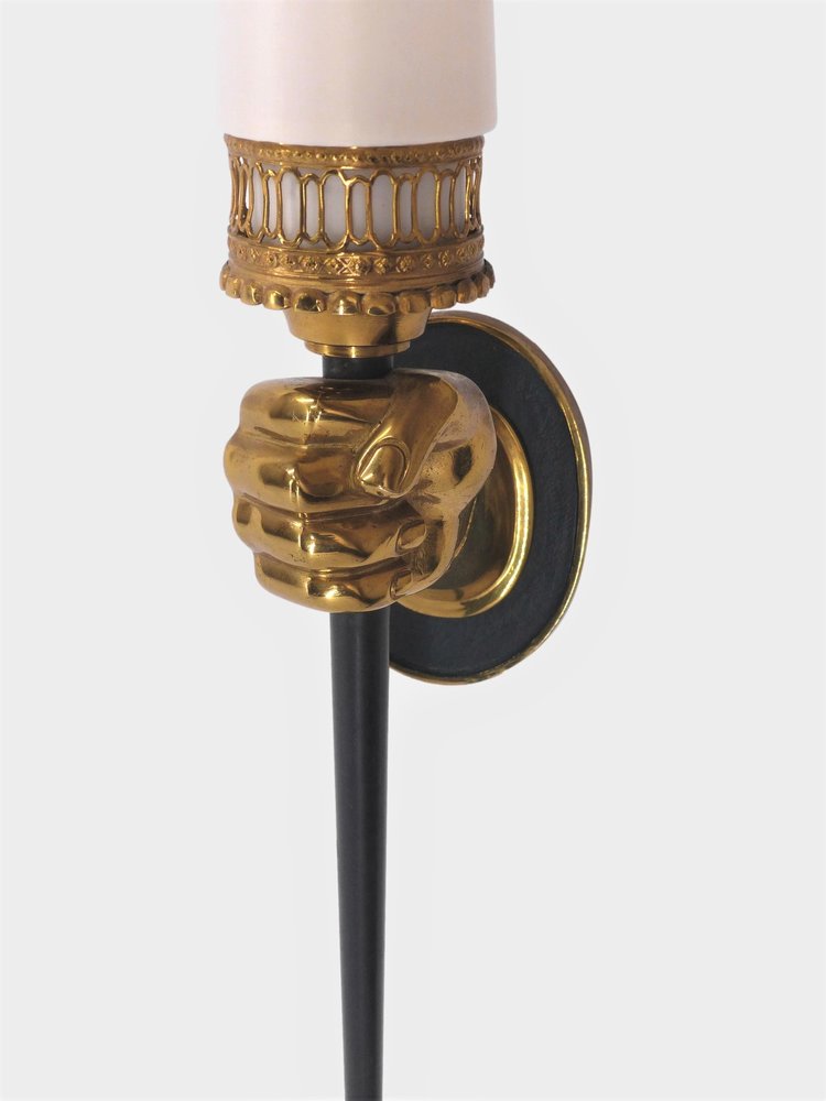  Neo-Classical Hand Torch Wall Sconce