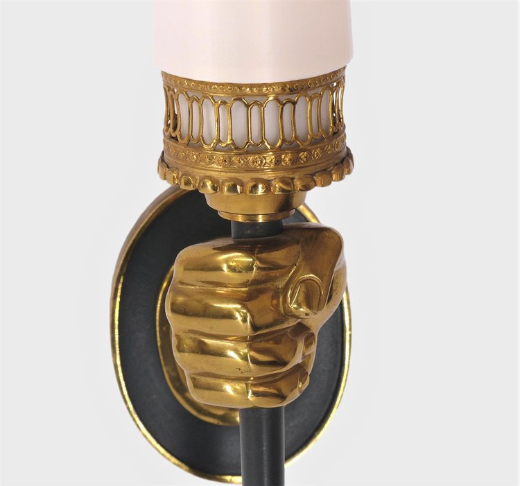  Neo-Classical Hand Torch Wall Sconce