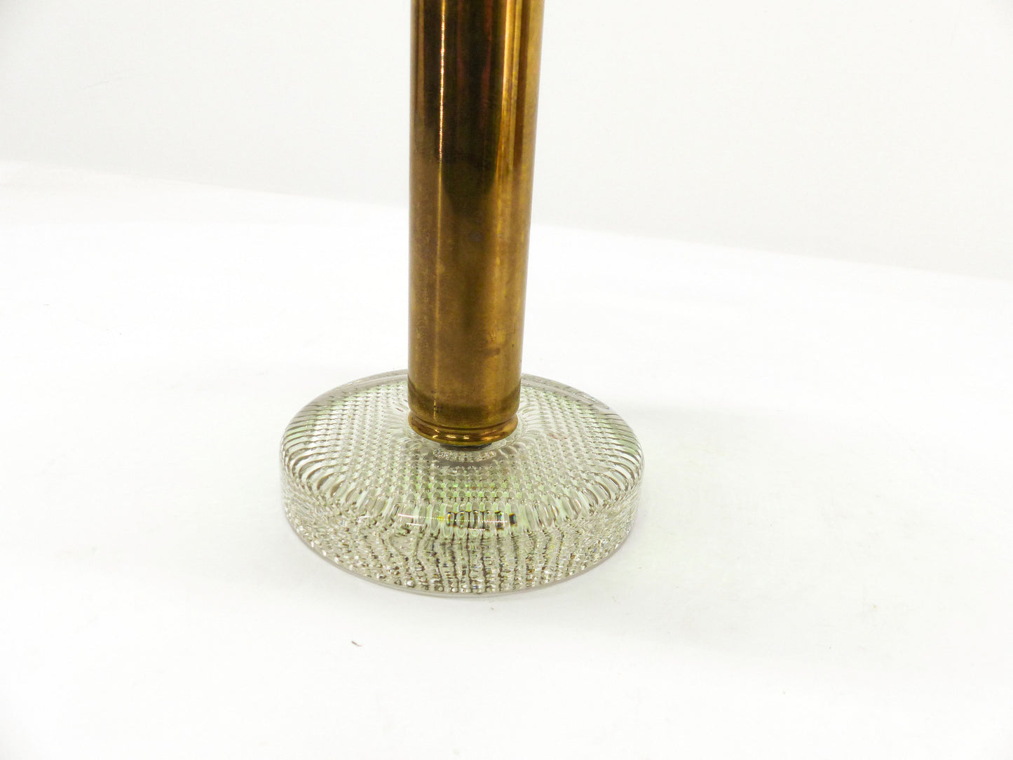 Scandinavian candle holder Gnosjö glass and brass 1960