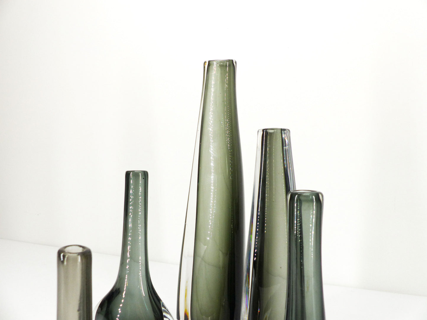 Collection of 5 Scandinavian sommerso glass vases Nils Landberg for Orrefors