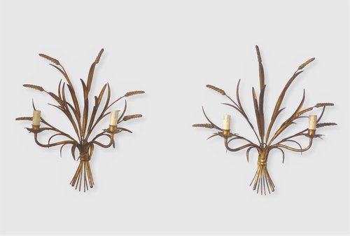 PAIR OF COCO CHANEL GOLDEN WHEAT SHEARS Sconces