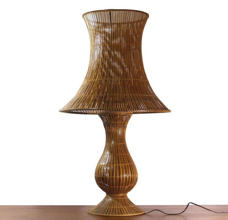  EXTRA LARGE RATTAN TABLE LAMP, 1960