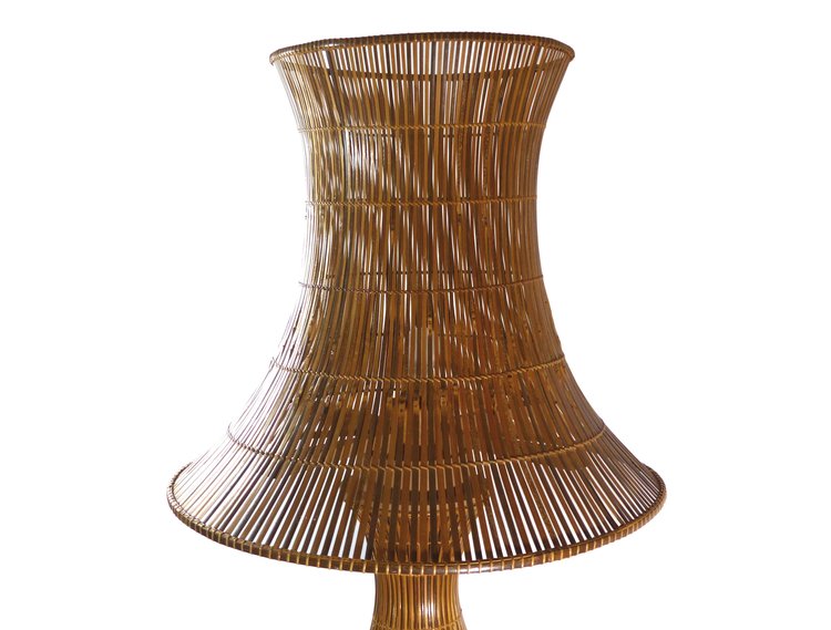  EXTRA LARGE RATTAN TABLE LAMP, 1960