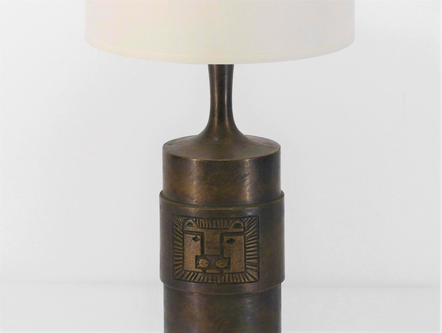 LAMPE BRUTALISTE SCANDINAVE EN BRONZE STIG BLOMBERG TÊTE DE LION 1960