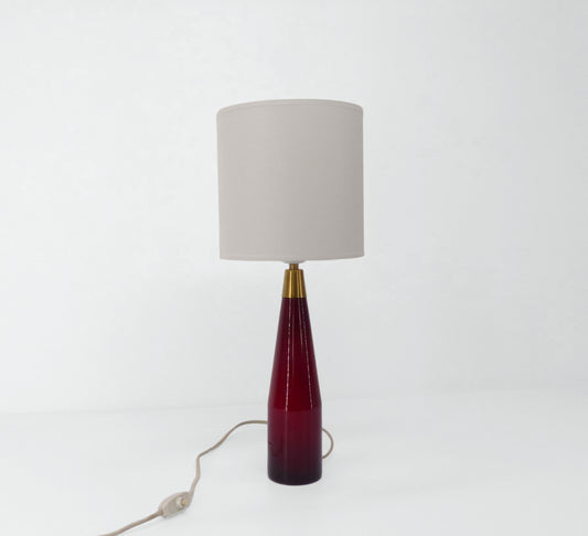 SCANDINAVIAN RED GLASS LAMP KASTRUP DENMARK 1960