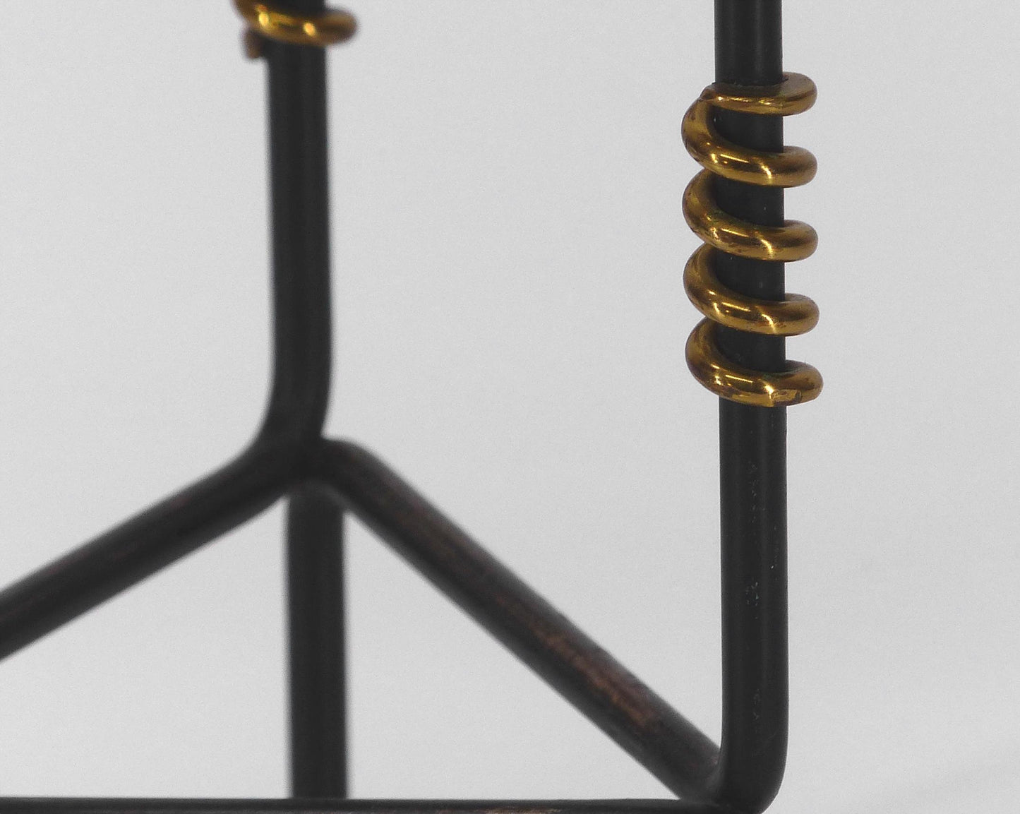 SCANDINAVIAN BLACK LACQUERED AND BRASS TRIPOD CANDLE HOLDER NILS-JOHAN