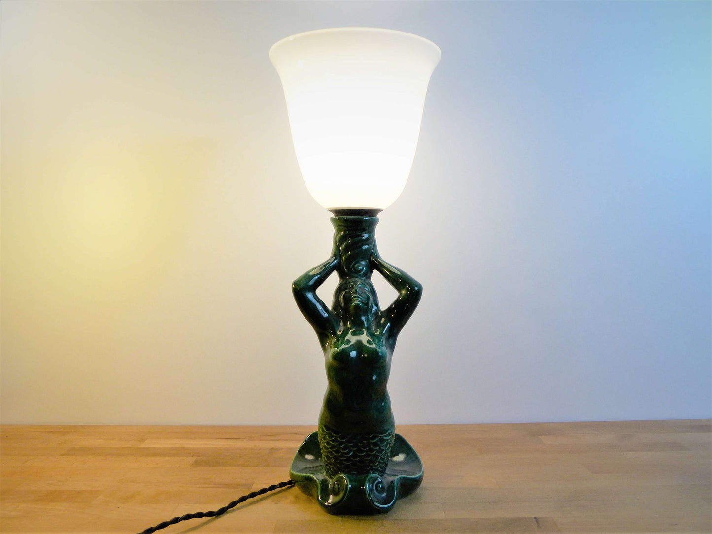 Large mermaid lamp signed Bonome 1950