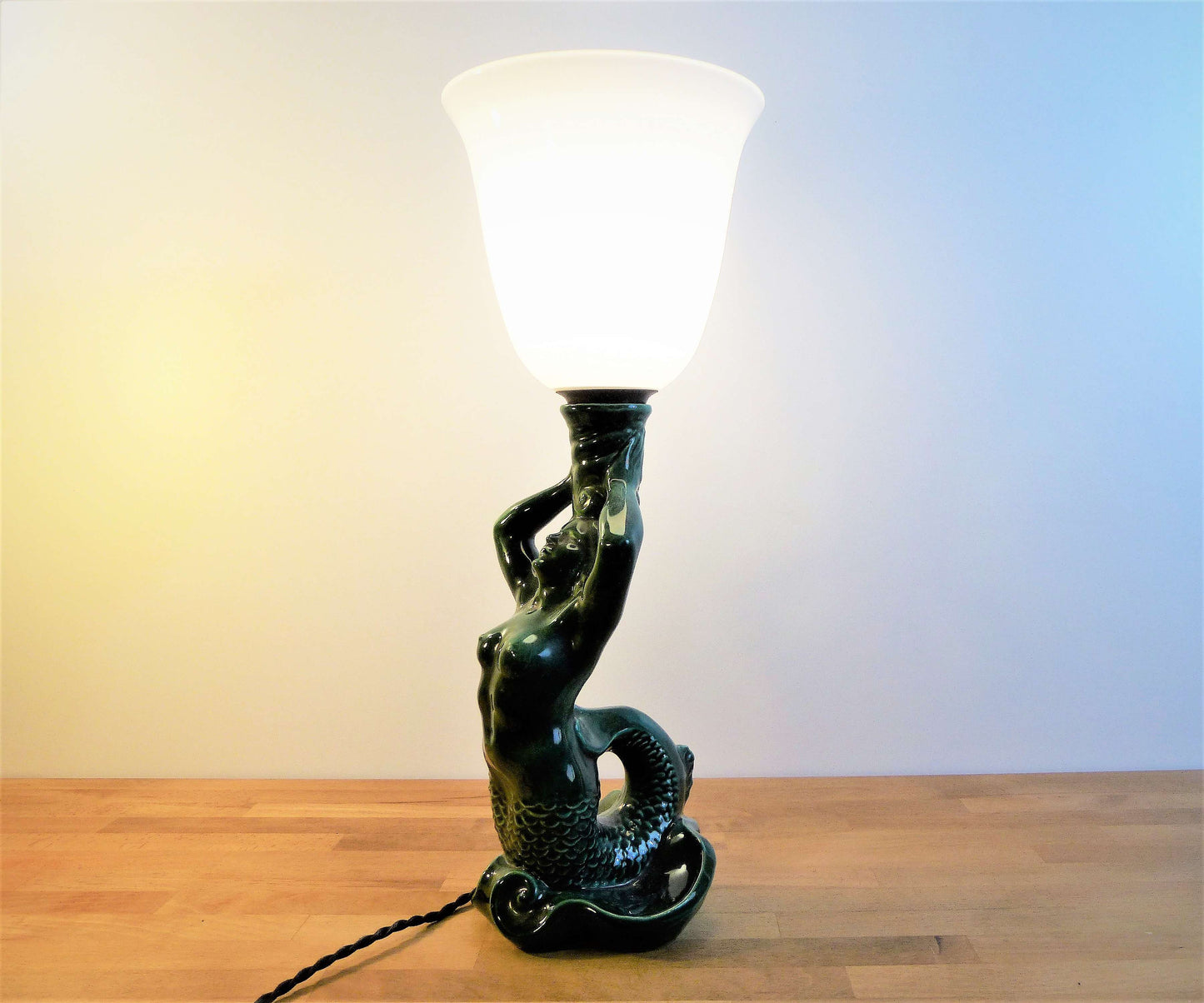 Large mermaid lamp signed Bonome 1950