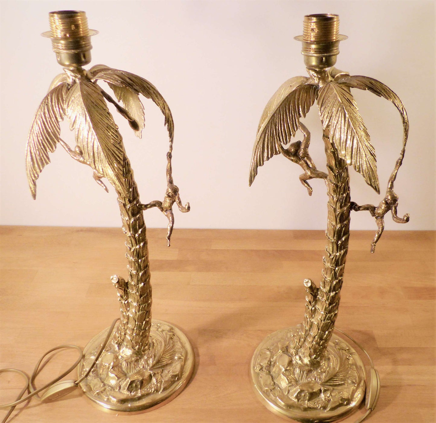 Pair of Frederick Cooper palm and monkey lamps